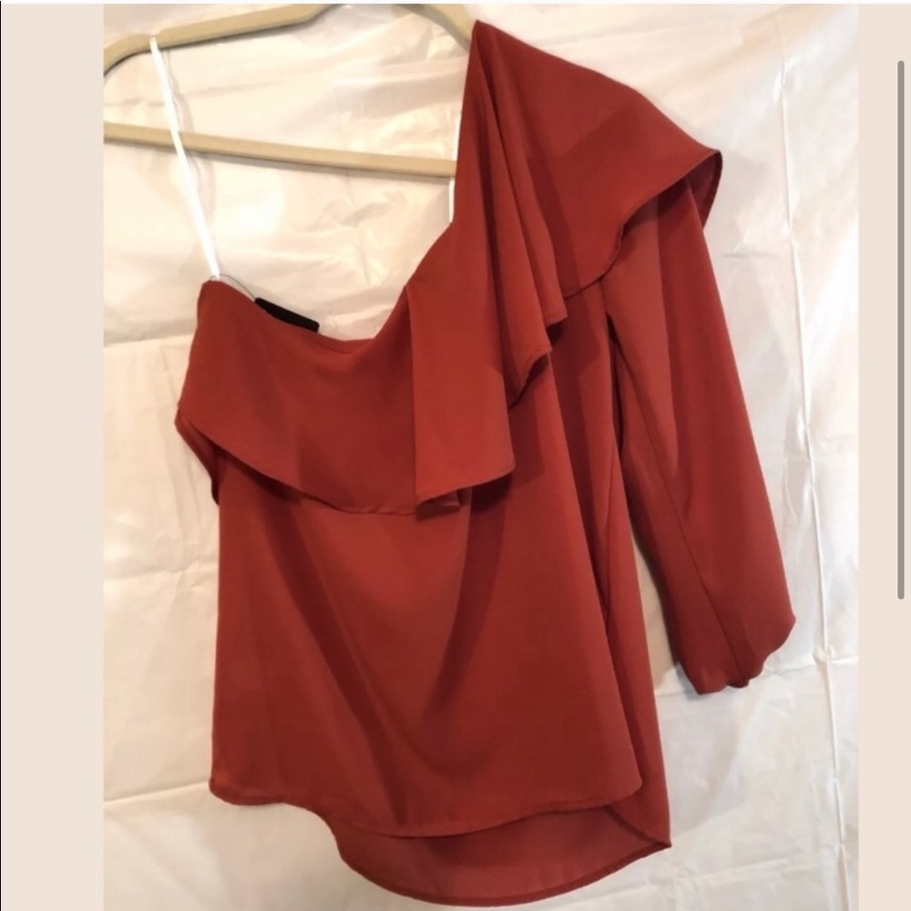 Halogen One Shoulder Ruffle Blouse - Picture 3 of 5